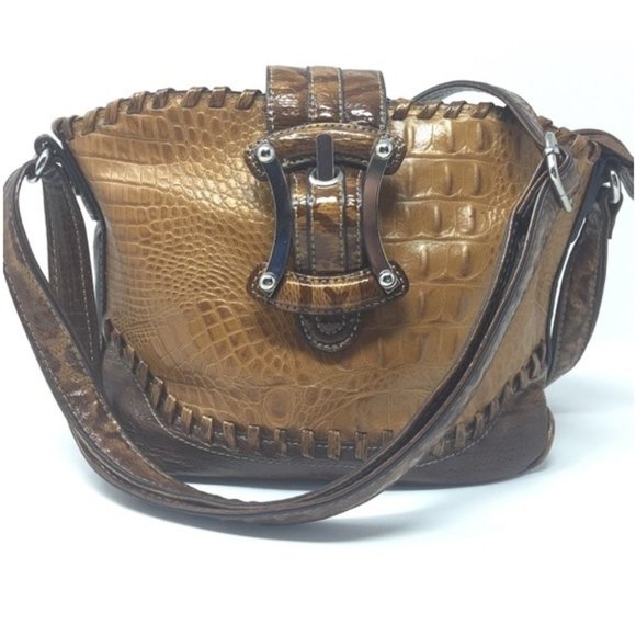 MC Croc Embossed Shoudler Bag Crossbody Purse - Picture 3 of 8